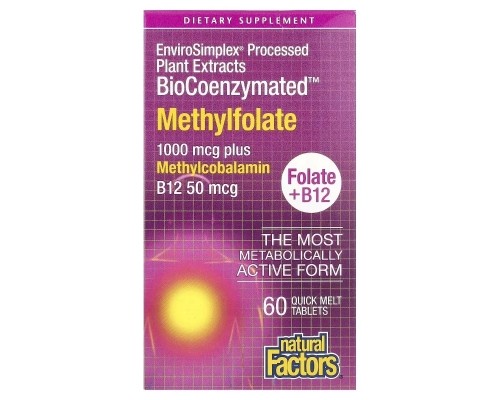 Вітамін Natural Factors Метилфолат, 1000 мкг, BioCoenzymated, Methylfolate, 60 таблеток (NFS-01241) Вітамін Natural Factors Метилфолат, 1000 мкг, BioCoenzymated, Methylfolate, 60 таблеток (NFS-01241)