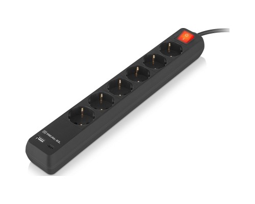 Мережевий фільтр живлення REAL-EL RS-PROTECT 605 3m, black (EL122300041)