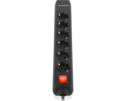 Мережевий фільтр живлення REAL-EL RS-PROTECT 605 3m, black (EL122300041)
