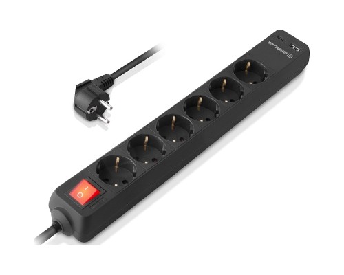 Мережевий фільтр живлення REAL-EL RS-PROTECT 605 3m, black (EL122300041)