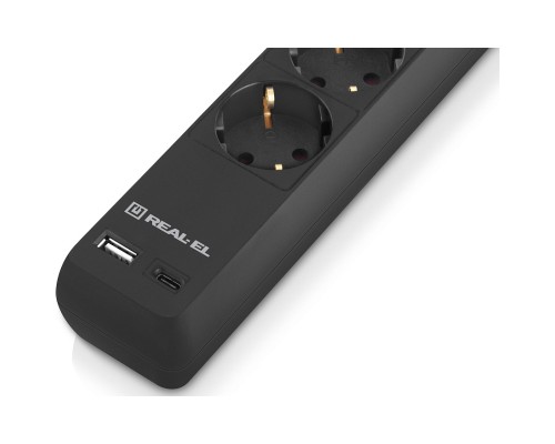 Мережевий фільтр живлення REAL-EL RS-PROTECT 605 3m, black (EL122300041)
