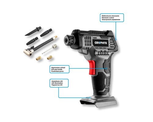 Автомобільний компресор Graphite Energy+ 18V, 7бар (без АКБ та ЗП) (58G041)