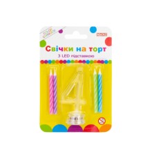 Свічка Maxi 4 шт. на торт з LED підставкою 