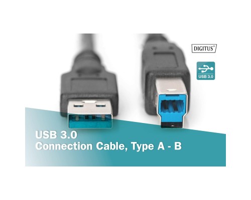 Дата кабель USB 3.0 AM/BM 1.8m black Digitus (AK-300115-018-S)