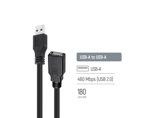 Дата кабель USB 2.0 AM/AF 1.8m black ColorWay (CW-CBUF076-BK)
