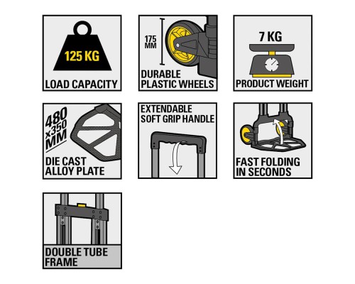 Візок вантажний Stanley Fatmax, до 125кг, розмір платформи 48х35см, 7кг (FXWT-706)