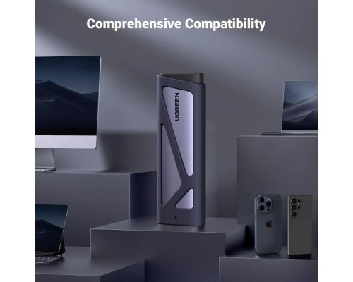 Кишеня зовнішня UGREEN USB 3.2 Gen 2 to M.2 NVMe/SATA 10Gbps UASP TRIM CM767 gray (15813)