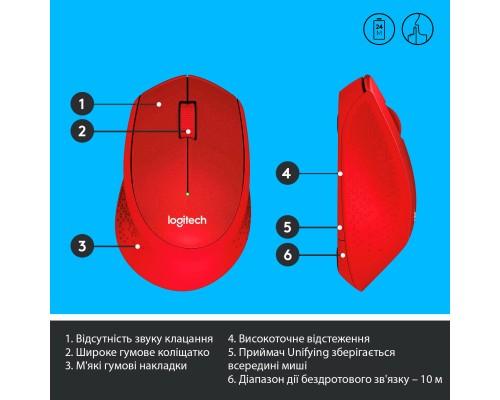 Мишка Logitech M330 Silent plus Red (910-004911)