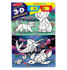 Набір для творчості Melissa&Doug 3D пазли-розмальовки Сафарі / Океан (MD8823)