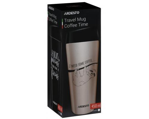 Термокружка Ardesto Coffee Time Bradypus 450 мл Beige (AR2645DBE)