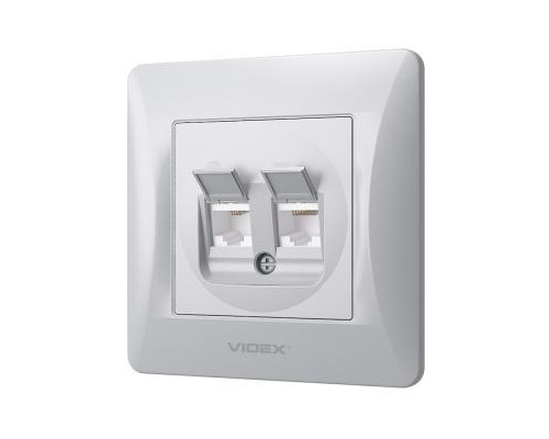 Комп'ютерна розетка Videx BINERA CAT6 + CAT3 подвійна сереб (VF-BNSK2PC6TF3-SS)