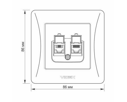Комп'ютерна розетка Videx BINERA CAT6 + CAT3 подвійна сереб (VF-BNSK2PC6TF3-SS)