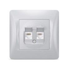 Комп'ютерна розетка Videx BINERA CAT6 + CAT3 подвійна сереб (VF-BNSK2PC6TF3-SS)