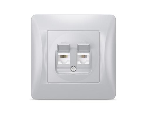 Комп'ютерна розетка Videx BINERA CAT6 + CAT3 подвійна сереб (VF-BNSK2PC6TF3-SS)