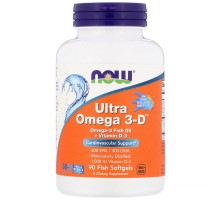 Жирні кислоти Now Foods Ультра Омега 3 і Вітамін D, Ultra Omega 3-D, 90 гелеві Капсу (NOW-01663)