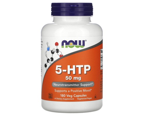 Амінокислота Now Foods 5-HTP (гідроксітріптофан), 50 мг, 180 вегетаріанських капсул (NOW-00101) 