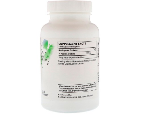Амінокислота Thorne Research NAC (N-Ацетил-L-Цистеин) 500 мг, 90 капсул (THR-56002)