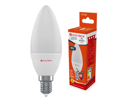 Лампочка Electrum С37 8W PA LC-32 E14 3000K PERFECT (A-LC-1428)