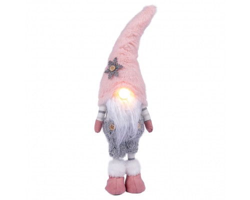 Новорічна фігурка Novogod`ko Гном в рожевому колпаку, 45 см, LED ніс (974632)