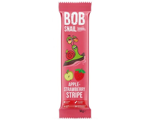 Цукерка Bob Snail Равлик Боб Яблуко Полуниця, страйп, 14 г (4820206080721)