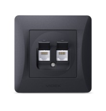 Комп'ютерна розетка Videx BINERA CAT6 + CAT6 подвійна черн (VF-BNSK2PC6-BG)