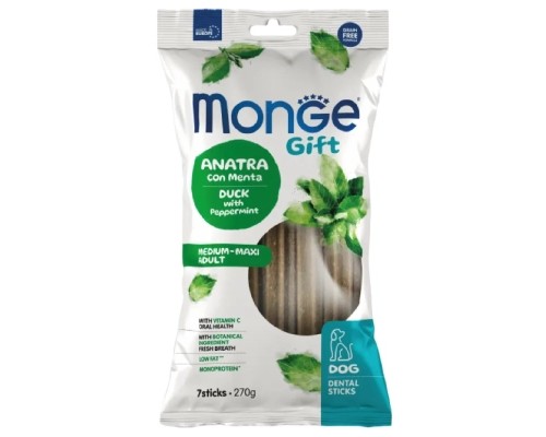 Ласощі для собак Monge Gift Dog Medium & Maxi качка з м'ятою 270 г (8009470085588)