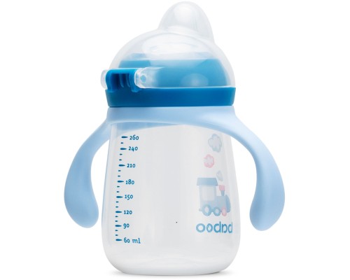 Поїльник-непроливайка Baboo із силіконовим носиком, 260 мл, 6+ міс (Transporti / блакитна) (8-121)