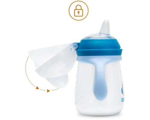 Поїльник-непроливайка Baboo із силіконовим носиком, 260 мл, 6+ міс (Transporti / блакитна) (8-121)