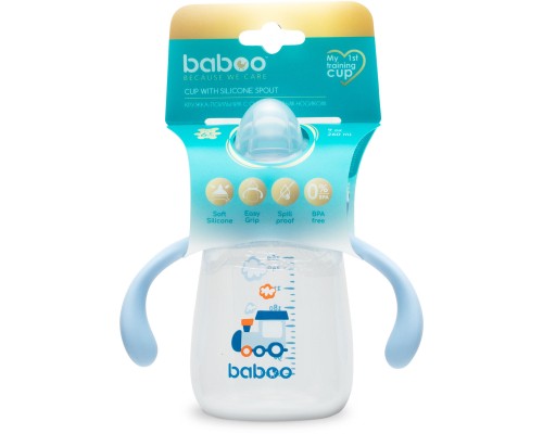 Поїльник-непроливайка Baboo із силіконовим носиком, 260 мл, 6+ міс (Transporti / блакитна) (8-121)
