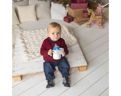 Поїльник-непроливайка Baboo із силіконовим носиком, 260 мл, 6+ міс (Transporti / блакитна) (8-121)