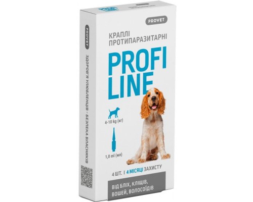 Краплі для тварин ProVET Profiline інсектоакарицид для собак 4-10 кг 4/1 мл (4823082431045)