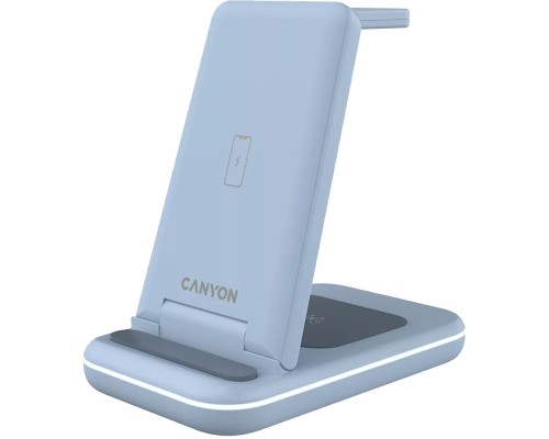 Зарядний пристрій Canyon WS-304 Foldable 3in1 Wireless charger Blue (CNS-WCS304BL)