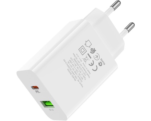 Зарядний пристрій BOROFONE BA56A Lavida dual port PD20W+QC3.0 charger White (BA56AW)