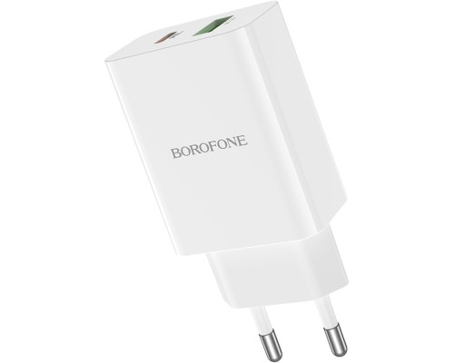 Зарядний пристрій BOROFONE BA56A Lavida dual port PD20W+QC3.0 charger White (BA56AW)
