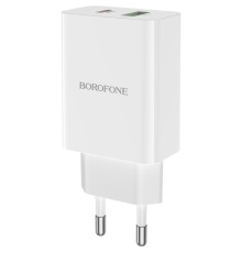 Зарядний пристрій BOROFONE BA56A Lavida dual port PD20W+QC3.0 charger White (BA56AW)