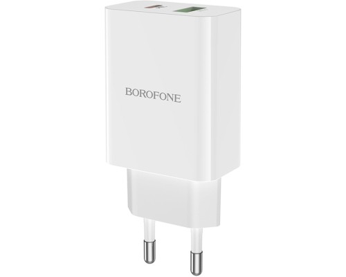 Зарядний пристрій BOROFONE BA56A Lavida dual port PD20W+QC3.0 charger White (BA56AW)