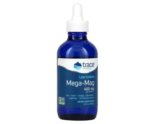 Мінерали Trace Minerals Магній з низьким вмістом натрію, 400 мг, Low Sodium Mega-Mag, 1 (TMR-00025)