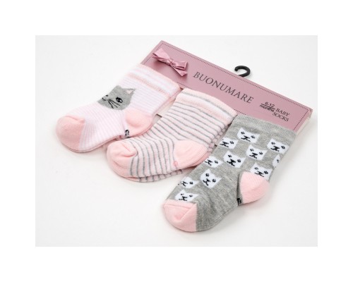 Шкарпетки дитячі BNM набір з котикам (M0C0101-2029-6-12G-peach)