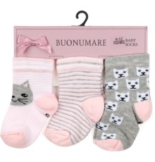 Шкарпетки дитячі BNM набір з котикам (M0C0101-2029-6-12G-peach)