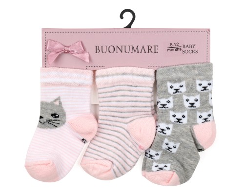 Шкарпетки дитячі BNM набір з котикам (M0C0101-2029-6-12G-peach)