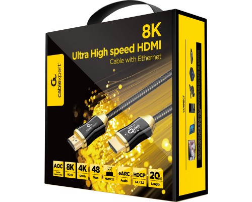Кабель мультимедійний HDMI to HDMI 25.0m V.2.1, 8K 60Hz/4K 144Hz Optical Cablexpert (CCBP-HDMI8K-AOC-25M-EU)