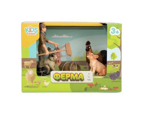 Фігурка Kids Team набір Ферма фермер, півень, кролик, порося (Q9899-T7_5)