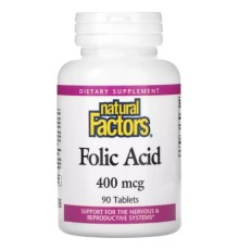 Вітамін Natural Factors Фолієва кислота, 400 мкг, Folic Acid, 90 таблеток (NFS-01272)