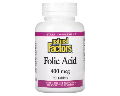Вітамін Natural Factors Фолієва кислота, 400 мкг, Folic Acid, 90 таблеток (NFS-01272) Вітамін Natural Factors Фолієва кислота, 400 мкг, Folic Acid, 90 таблеток (NFS-01272)