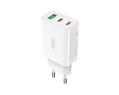 Зарядний пристрій XO L101 PD + QC3.0 (1USB/2Type-C/20W) + USB - MicroUSB White (XO-L101-WH)