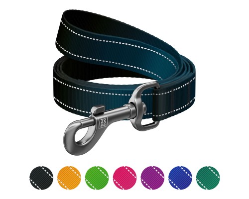 Повідок для собак WAUDOG Nylon Mono світловідбивний, S, Ш 15 мм, Д 200 см, чорний (46351)