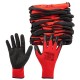 Захисні рукавиці Neo Tools комплект 12шт, поліестер з латексним покриттям, р.11, червоно-чорний (97-645-11)