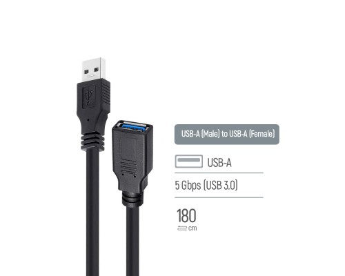 Дата кабель USB 3.0 AM/AF 1.8m black ColorWay (CW-CBUF075-BK)