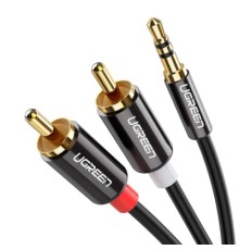 Кабель мультимедійний 3.5mm M to 2xRCA M 1.0m AV116 black Ugreen (10749)