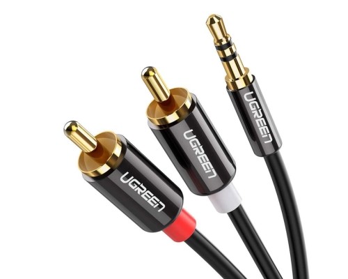Кабель мультимедійний 3.5mm M to 2xRCA M 1.0m AV116 black Ugreen (10749)